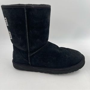 UGG Australia Black Classic Short Swarovski Crystal Bow Boots - Size 7